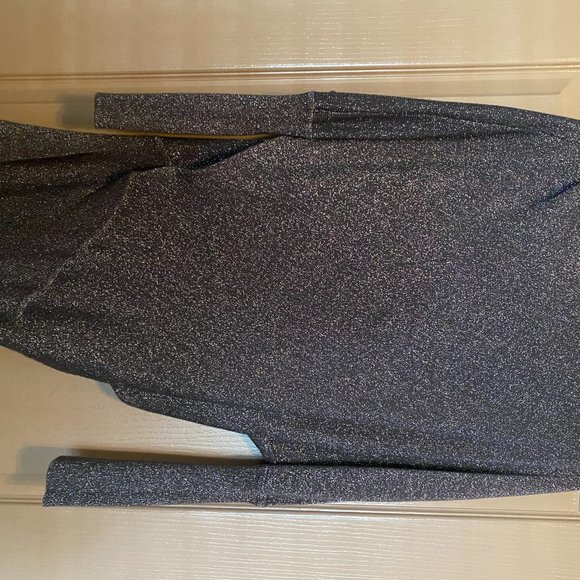 ZARA Grey Metallic Asymmetric Sweater Dress Size M - Picture 4 of 6